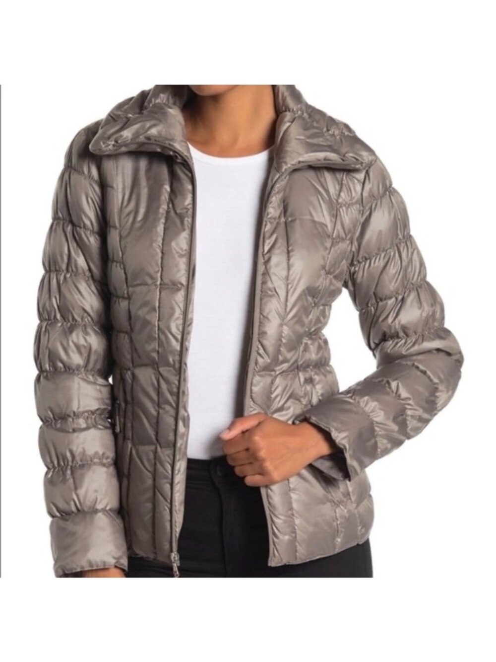 Kenneth Cole Women Gray Duck Down Packable Puffer Jacket XXL Travel Winter Coat